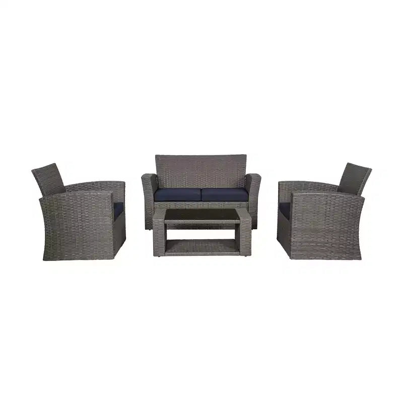 WestinTrends 4-teiliges Outdoor Rattan-Sofa-Set mit Couchtisch