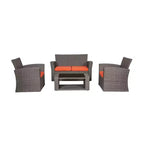 WestinTrends 4-teiliges Outdoor Rattan-Sofa-Set mit Couchtisch