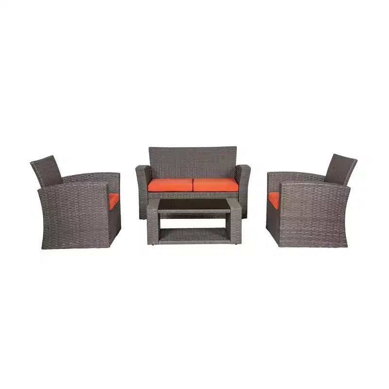 WestinTrends 4-teiliges Outdoor Rattan-Sofa-Set mit Couchtisch
