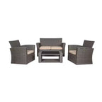 WestinTrends 4-teiliges Outdoor Rattan-Sofa-Set mit Couchtisch