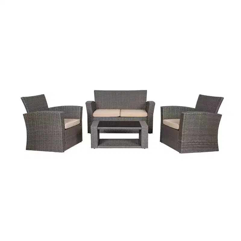 WestinTrends 4-teiliges Outdoor Rattan-Sofa-Set mit Couchtisch