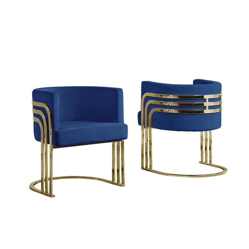 Navy Blue / Black / Beige / Dark Gray Velvet Barrel Accent Chair with Gold Base for 1 Person