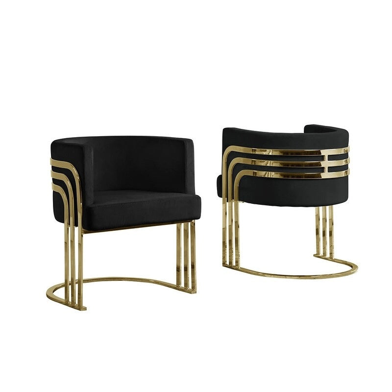 Navy Blue / Black / Beige / Dark Gray Velvet Barrel Accent Chair with Gold Base for 1 Person