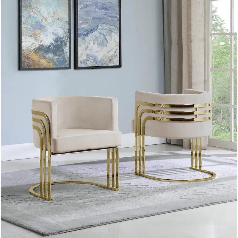Navy Blue / Black / Beige / Dark Gray Velvet Barrel Accent Chair with Gold Base for 1 Person