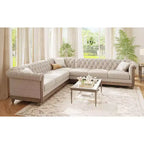Mirod Großes Retro-Ecksofa mit Holzfüßen, bequemes Moduldesign für Wohnzimmer, Lounges und Familienbereiche