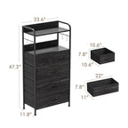 Pink / Brown / Grey / Black 5-Drawer Fabric Dresser with Double Display Shelf and Metal Frame for 1 Person