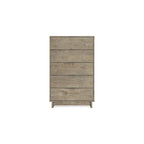 Natural / Natural Brown Woodgrain Laminate Dresser with Smooth-Glide Drawers, 5-Drawer or 6-Drawer for 1 Person