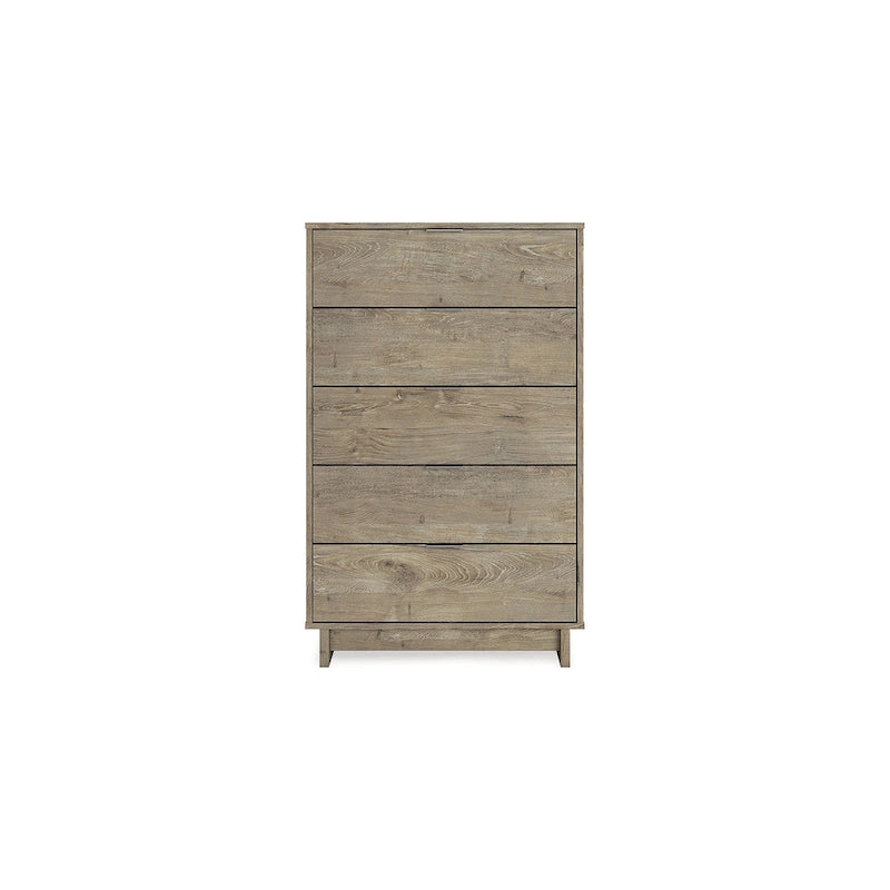 Natural / Natural Brown Woodgrain Laminate Dresser with Smooth-Glide Drawers, 5-Drawer or 6-Drawer for 1 Person