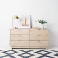 Natural / Natural Brown Woodgrain Laminate Dresser with Smooth-Glide Drawers, 5-Drawer or 6-Drawer for 1 Person