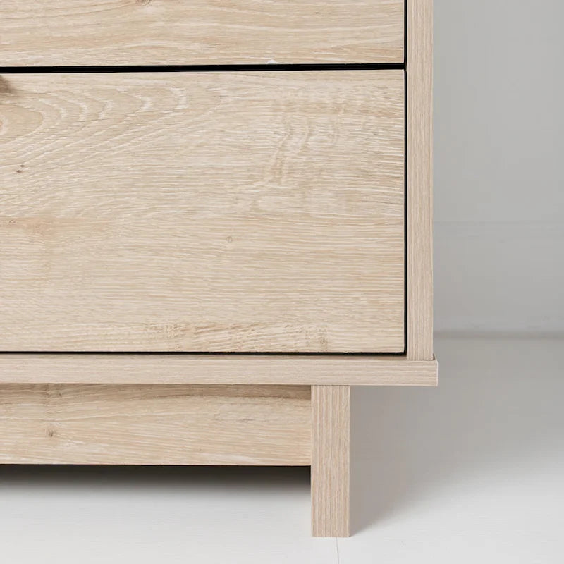 Natural / Natural Brown Woodgrain Laminate Dresser with Smooth-Glide Drawers, 5-Drawer or 6-Drawer for 1 Person