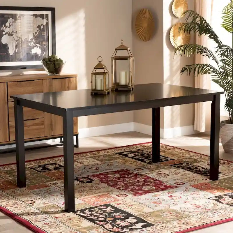 Espresso Brown Rectangle Dining Table in Contemporary Style for 6 Person