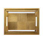 Brass Textured 3-Tier Accent Side Table with Glass Top and Open Shelves for 1 Person