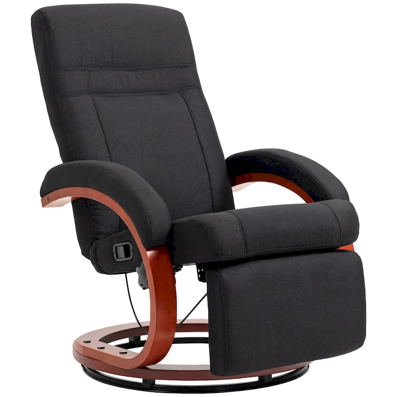 Black Linen 360° Swivel Manual Recliner Chair with Footrest for 1 Person