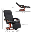 Black Linen 360° Swivel Manual Recliner Chair with Footrest for 1 Person