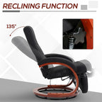 Black Linen 360° Swivel Manual Recliner Chair with Footrest for 1 Person