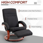 Black Linen 360° Swivel Manual Recliner Chair with Footrest for 1 Person