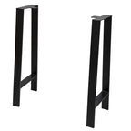 Black Powder-Coated H-Type Square Tube Table Legs, Set of 2 (16" / 24" / 32")