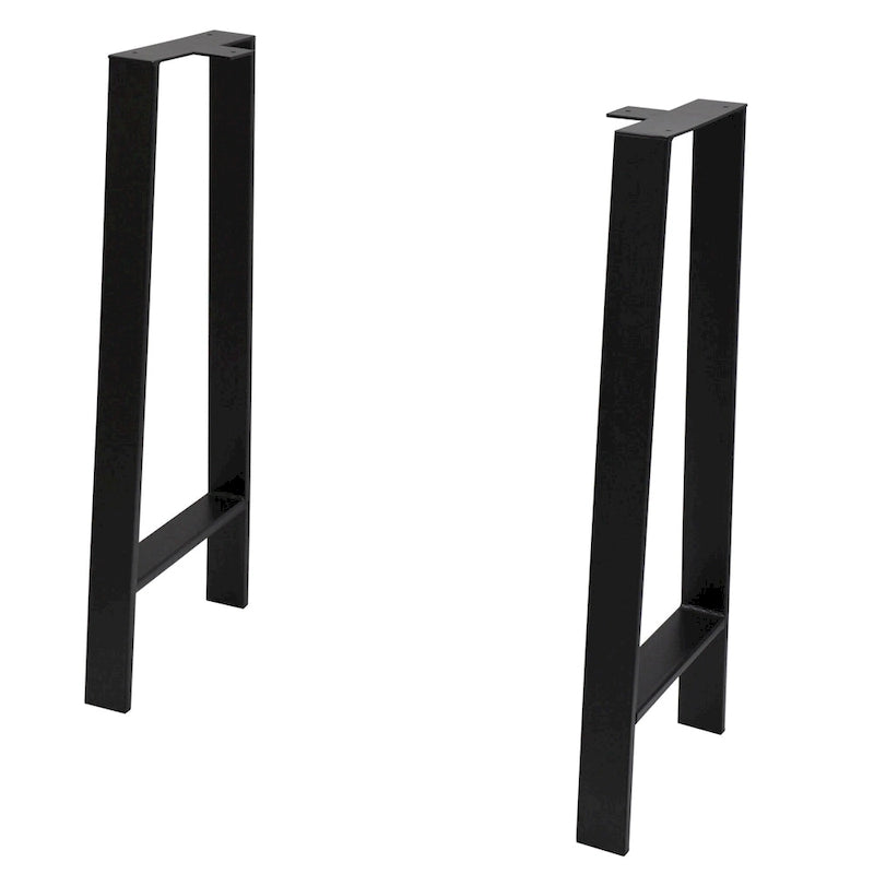 Black Powder-Coated H-Type Square Tube Table Legs, Set of 2 (16" / 24" / 32")