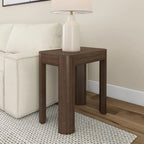Black / Walnut Solid Pine Wood Rectangular Side Table with Rounded Edges for 1 Person