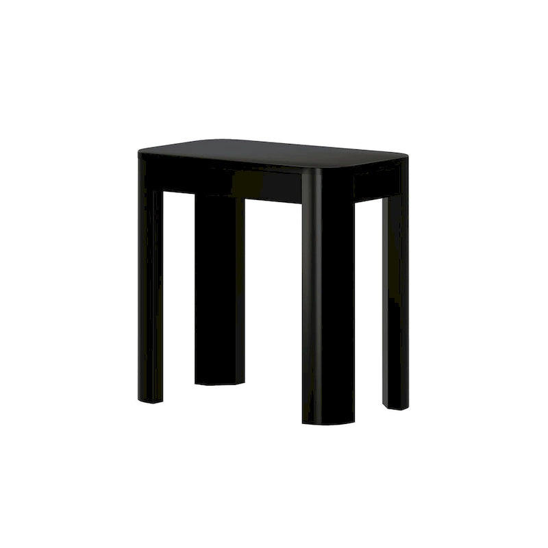 Black / Walnut Solid Pine Wood Rectangular Side Table with Rounded Edges for 1 Person