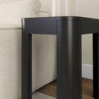 Black / Walnut Solid Pine Wood Rectangular Side Table with Rounded Edges for 1 Person