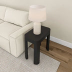 Black / Walnut Solid Pine Wood Rectangular Side Table with Rounded Edges for 1 Person