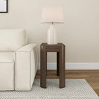 Black / Walnut Solid Pine Wood Rectangular Side Table with Rounded Edges for 1 Person