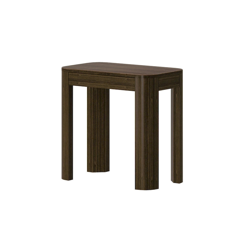 Black / Walnut Solid Pine Wood Rectangular Side Table with Rounded Edges for 1 Person