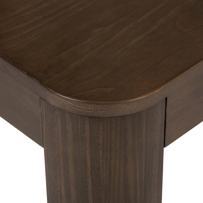 Black / Walnut Solid Pine Wood Rectangular Side Table with Rounded Edges for 1 Person