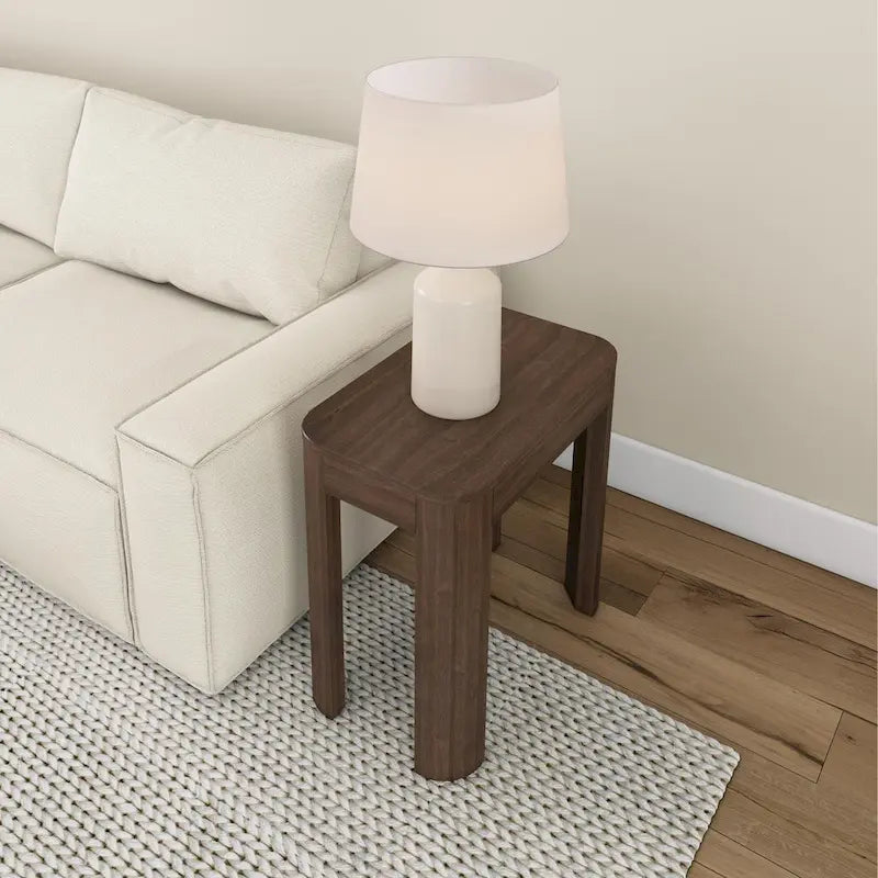Black / Walnut Solid Pine Wood Rectangular Side Table with Rounded Edges for 1 Person