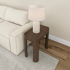Black / Walnut Solid Pine Wood Rectangular Side Table with Rounded Edges for 1 Person