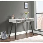 Cinnamon / White Grey Black Mid-Century 2-Drawer Vanity Desk with Flip Mirror for 1 Person