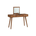 Cinnamon / White Grey Black Mid-Century 2-Drawer Vanity Desk with Flip Mirror for 1 Person