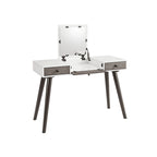 Cinnamon / White Grey Black Mid-Century 2-Drawer Vanity Desk with Flip Mirror for 1 Person