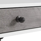Cinnamon / White Grey Black Mid-Century 2-Drawer Vanity Desk with Flip Mirror for 1 Person
