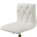 Off-White Faux Leather Armless Swivel Office Chair with Gold Base and Adjustable Height for 1 Person