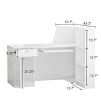 White MDF Reception Desk with Hutch, 1 Lockable Drawer, 1 Door and Keyboard Tray for 1 Person