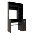 Light Grey / Dark Grey / Black Hutch Desk with 5 Shelves, Keyboard Tray, CPU Panel and Drawer for 1 Person