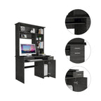 Light Grey / Dark Grey / Black Hutch Desk with 5 Shelves, Keyboard Tray, CPU Panel and Drawer for 1 Person