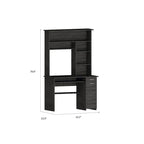 Light Grey / Dark Grey / Black Hutch Desk with 5 Shelves, Keyboard Tray, CPU Panel and Drawer for 1 Person