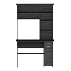 Light Grey / Dark Grey / Black Hutch Desk with 5 Shelves, Keyboard Tray, CPU Panel and Drawer for 1 Person