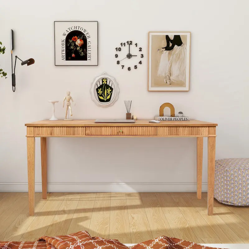 Dumont 63  Fluted Rubberwood Home Office Desk