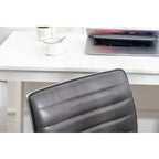 Grey Faux Leather Mid-Back Armless Swivel Task Chair with Lumbar Support for 1 Person