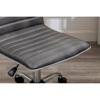 Grey Faux Leather Mid-Back Armless Swivel Task Chair with Lumbar Support for 1 Person