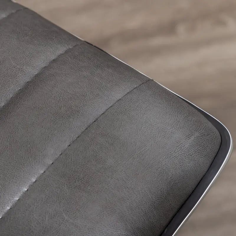 Grey Faux Leather Mid-Back Armless Swivel Task Chair with Lumbar Support for 1 Person