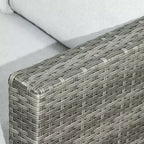 Outsunny 7-teiliges Terrassenmöbel-Set, L-förmiges Outdoor-Ecksofa mit 3 Zweisitzern, 3 Ottomanen, Esstisch, Kissen, Stauraum
