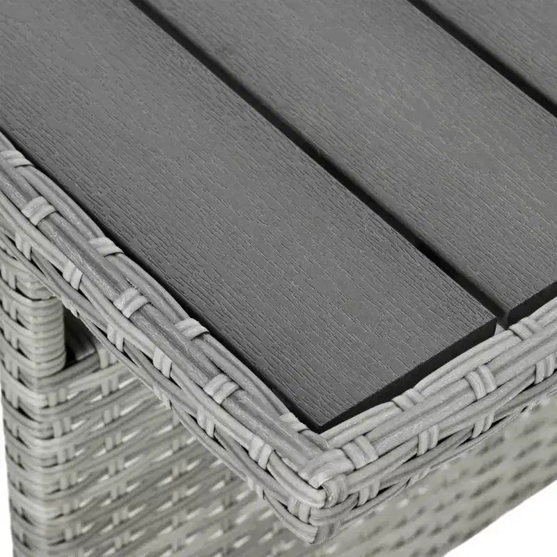 Outsunny 7-teiliges Terrassenmöbel-Set, L-förmiges Outdoor-Ecksofa mit 3 Zweisitzern, 3 Ottomanen, Esstisch, Kissen, Stauraum