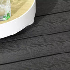 Outsunny 7-teiliges Terrassenmöbel-Set, L-förmiges Outdoor-Ecksofa mit 3 Zweisitzern, 3 Ottomanen, Esstisch, Kissen, Stauraum