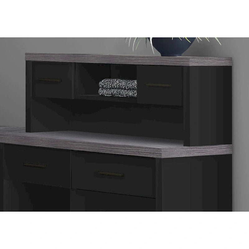 Grey L-Shape Computer Desk with 8 Drawers for 1 Person