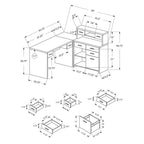 Grey L-Shape Computer Desk with 8 Drawers for 1 Person